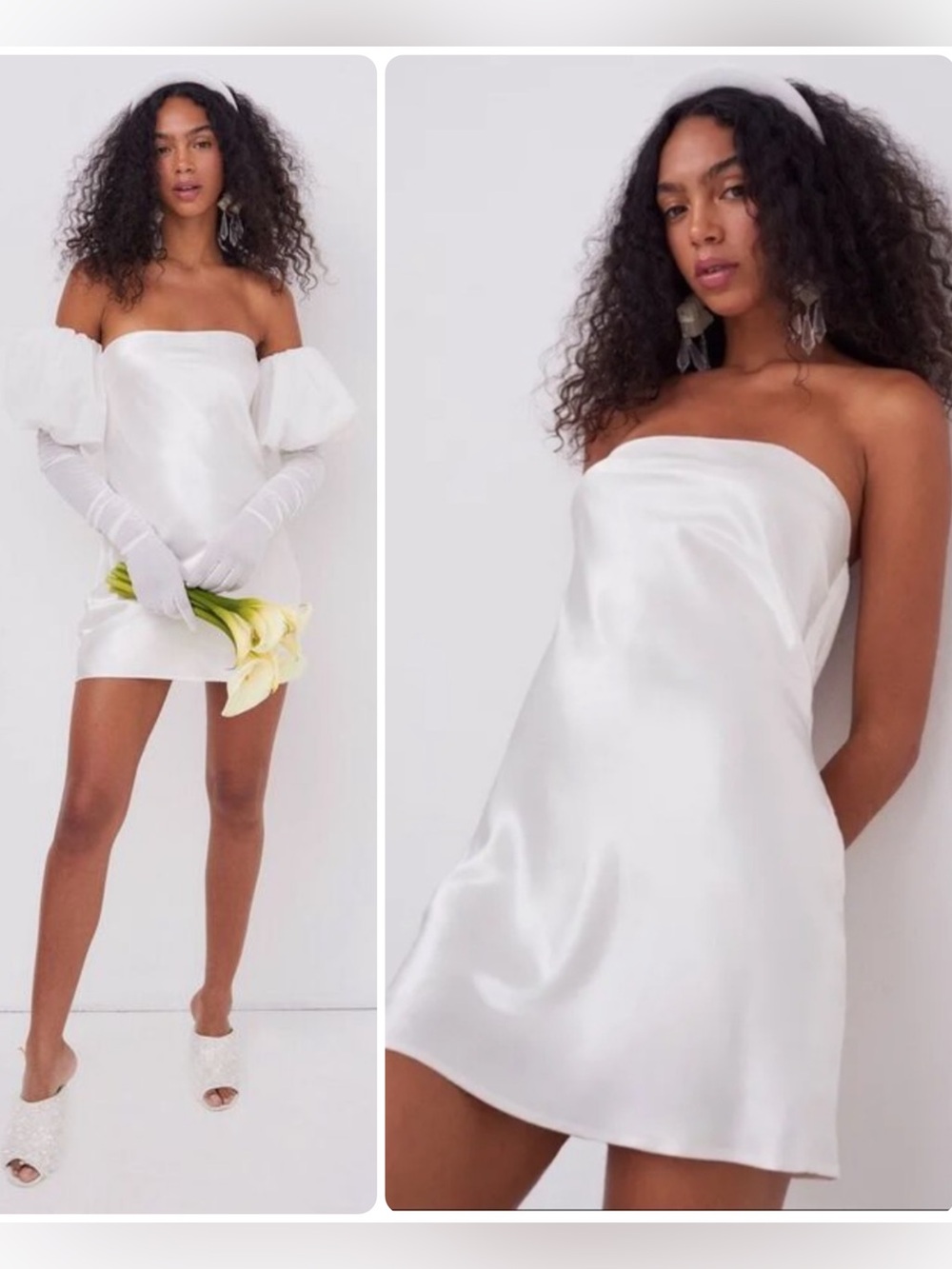 For Love & Lemons Hazel Detachable Puff Sleeve/Gloves Bridal Mini Dress NWT $279 - Picture 6 of 16